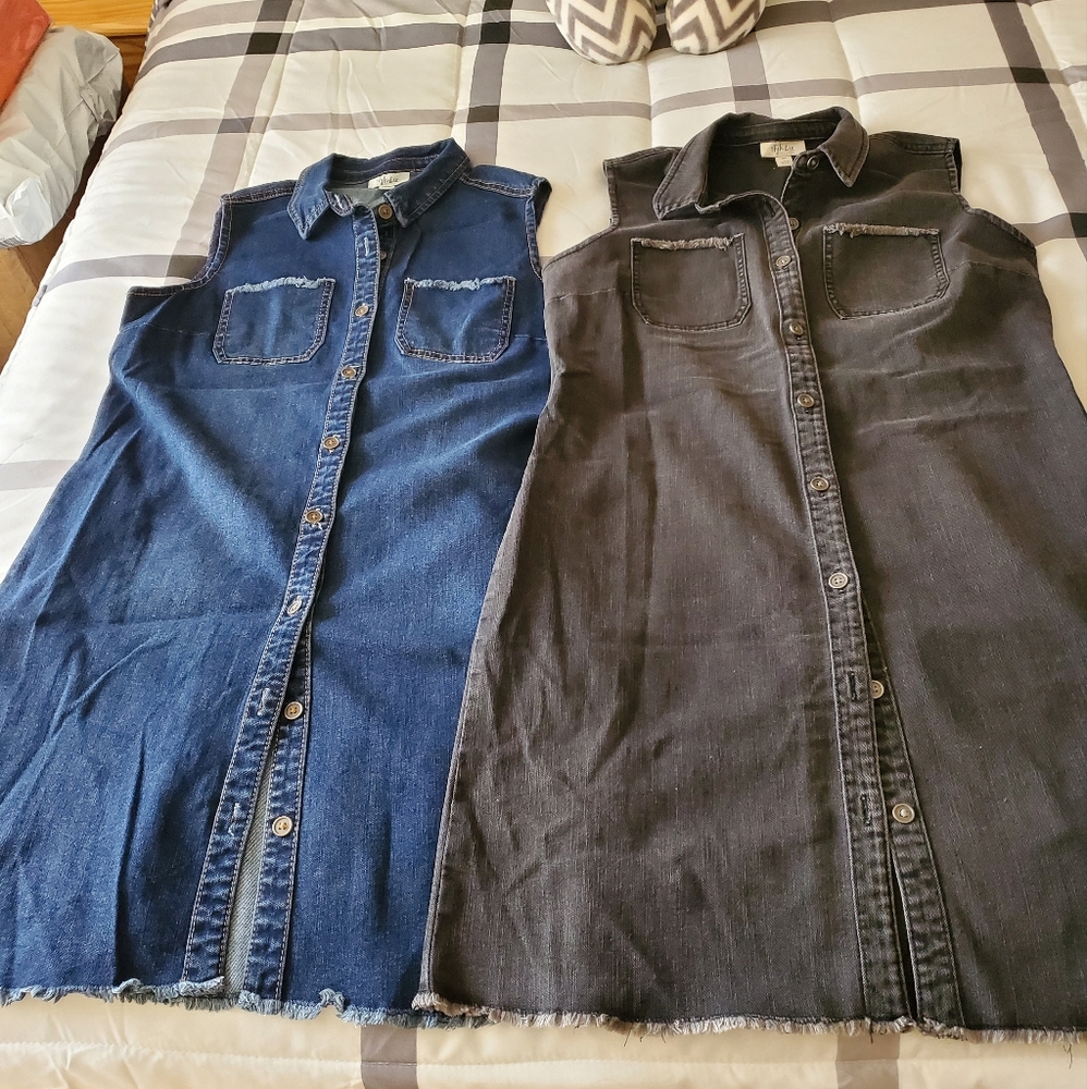 2 Button Down Denim Dresses